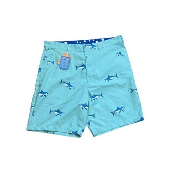 Bermuda Styles Shorts Light Blue Sharks AOP Men's Size 34 - 8" Inseam - Preppy - Picture 1 of 8